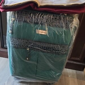 Samantha Brown Green Rolling Carry-On with Croc Trim